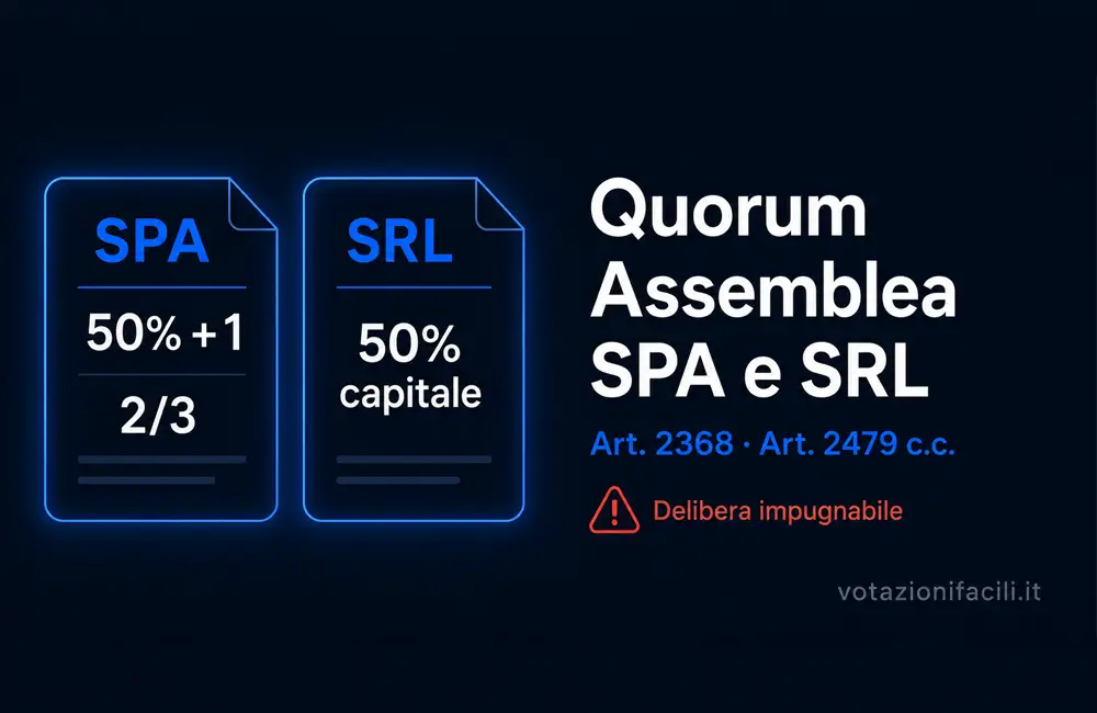 Quorum assemblea spa srl invalidita delibere
